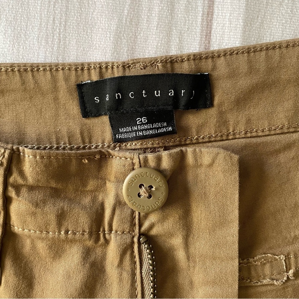 NWOT Sanctuary Loose Cargo Pants Womens 26 Dark Khaki Brown Tan Straight Cotton - Picture 10 of 13